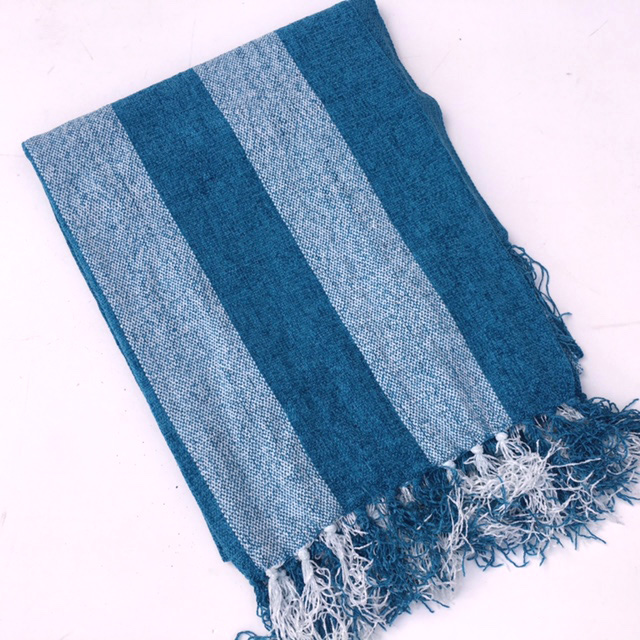 BLANKET (Throw), Blue Cotton Stripe